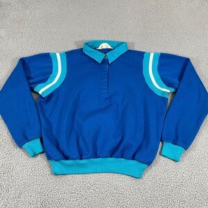Vintage Sears Collared Sweatshirt Men L Blue 80s Pullover
